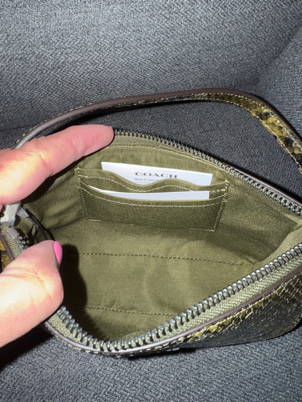 Coach Nolita Snake-Print Leather Olive/Black - Picture 6 of 7